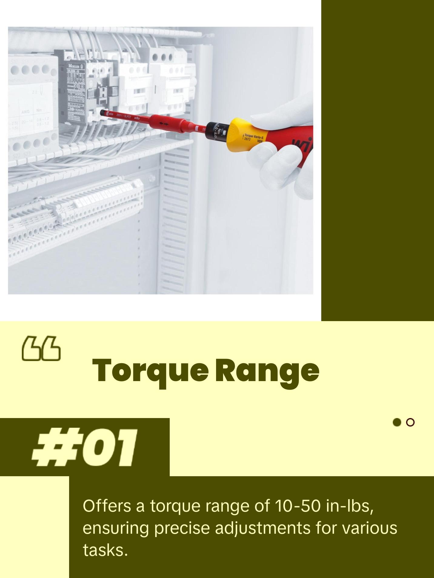 Wiha Tools 28791 Insulated Slotted and Phillips Torque Screwdriver Set 10-50 in-lbs. 8 Piece