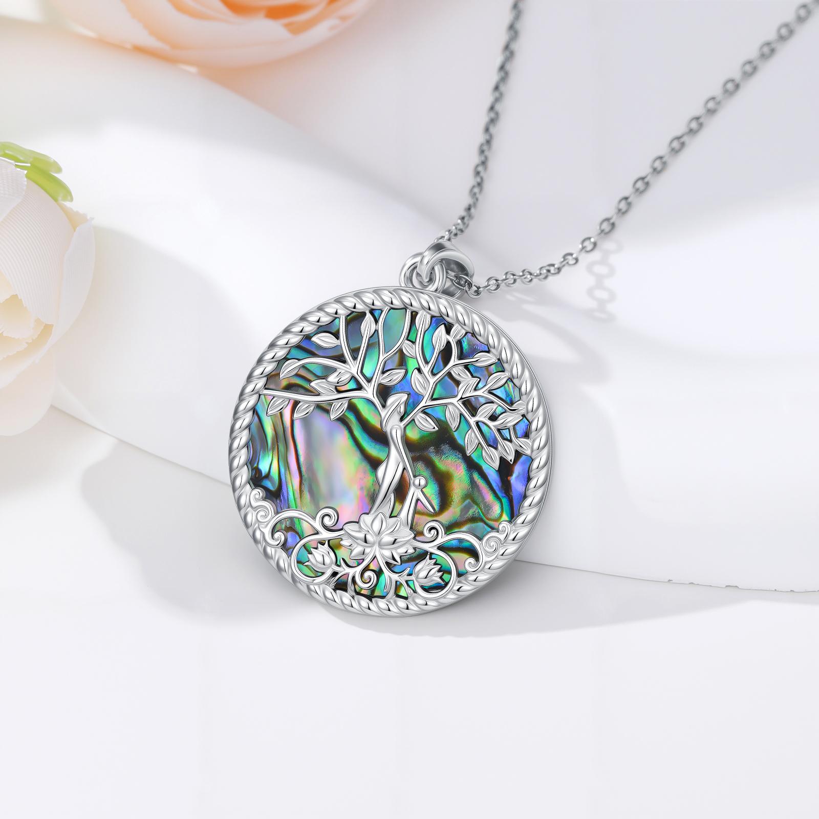 MEIDERBO Dream Chaser Tree of Life Lotus Mother Daughter Necklace 925 Sterling Silver White Gold Plated Mothers Day Gift for Mom 18+2 Inch Adjustable
