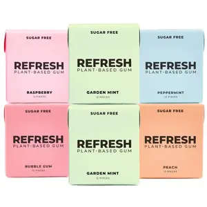 Refresh Gum Sampler Variety Pack Sugar Free Chewing Gum - Xylitol, Plant Based, Synthetic Free, Vegan & Non GMO Organic Natural