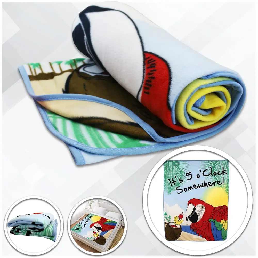 Bright Non-Customized Polyester Fleece Microplush Blanket - 50x60in Size, Self-Binding Edging, Machine Washable Throw for Bedding & Home Use