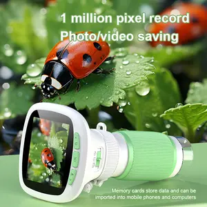 Handheld Children's Science Microscope, 2.4-Inch High-Definition Screen, Rotating Focus, Outdoor Endoscope Device (Phone Lens Attachment Accessory)