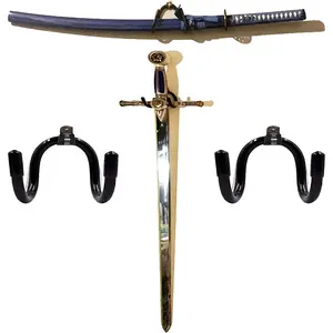 Universal Adjustable Sword Wall Hook Storage Organizers Rack Display Hanger Wall Mount Stand Collection Holder for Sword Dagger Axe Keyblade etc Vertical/Horizontal Display 2 pack