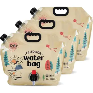 3PCS Water Storage Containers 2.1 Gallon Collapsible Water Jug - Reusable BPA Free Foldable Empty Gallon Jug for Water Storage, Water Bag for Outdoor Hiking Emergency Prep Camping Essentials