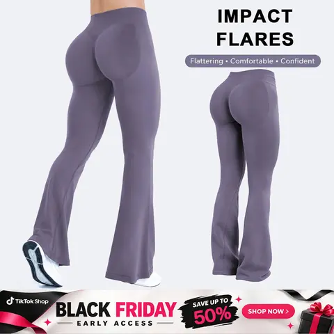 Women's DEEFY IMPACT Regular-Length Flared Sports Pants - Tummy Control, Hip Lifting Leggings, Slim-Fit Gym Workout Apparel for Yoga, Gym Clothes Women