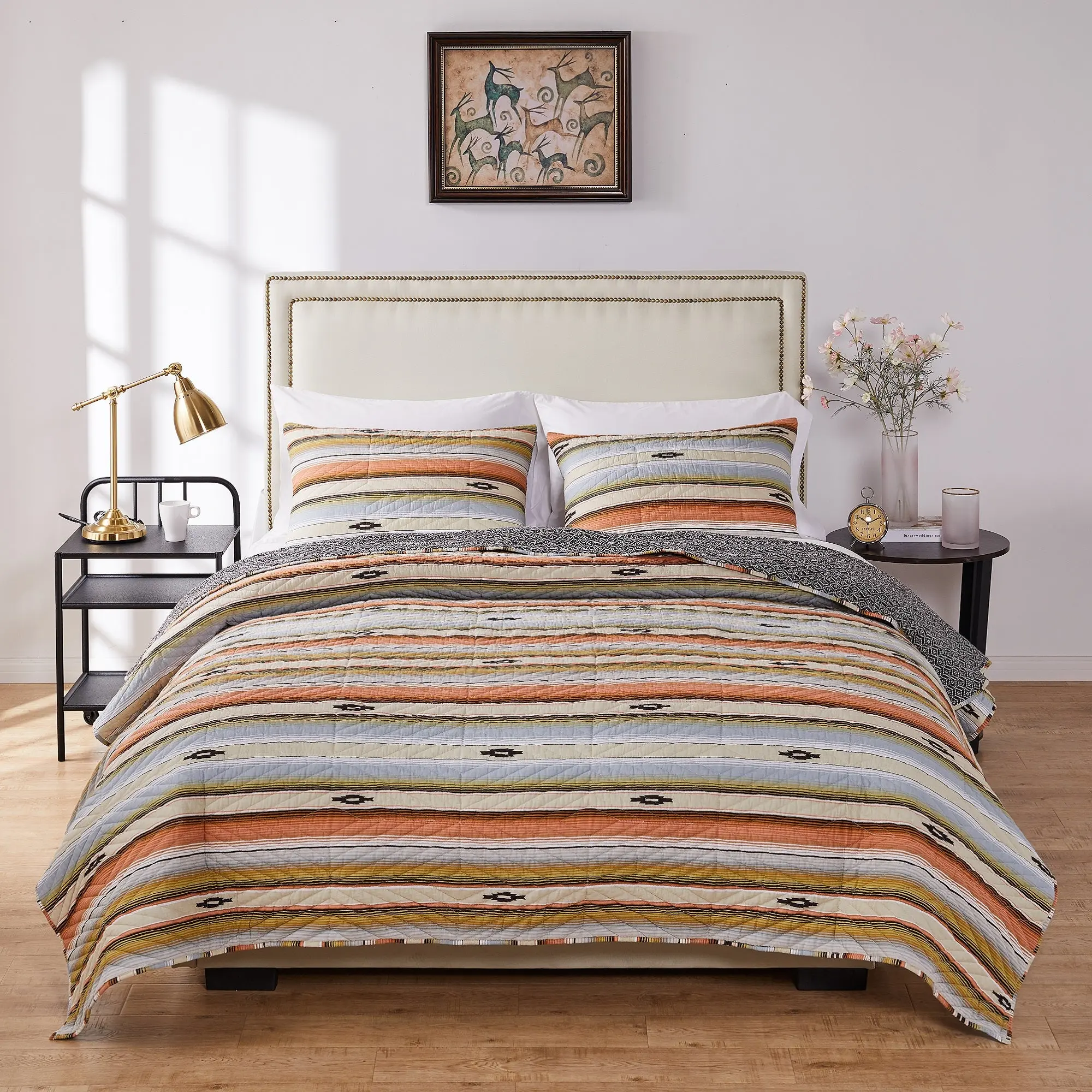 Greenland Home Painted Desert Rose Quilt Set