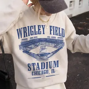 Wrigley Field Stadium Sweatshirt, Chicago Baseball Vintage Washed Tee