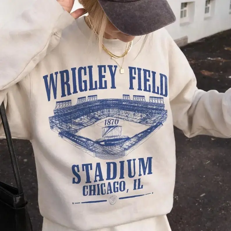Wrigley Field Stadium Sweatshirt, Chicago Baseball Vintage Washed Tee