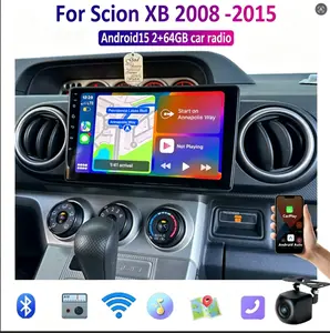 Car Radio Stereo with Carplay Android Auto 9 Inch Android 15 GPS Navi Head Unit WiFi Bluetooth SWC Split Screen Car Player FM/RDS 2+64G Compatible for Scion XB 2008-2015