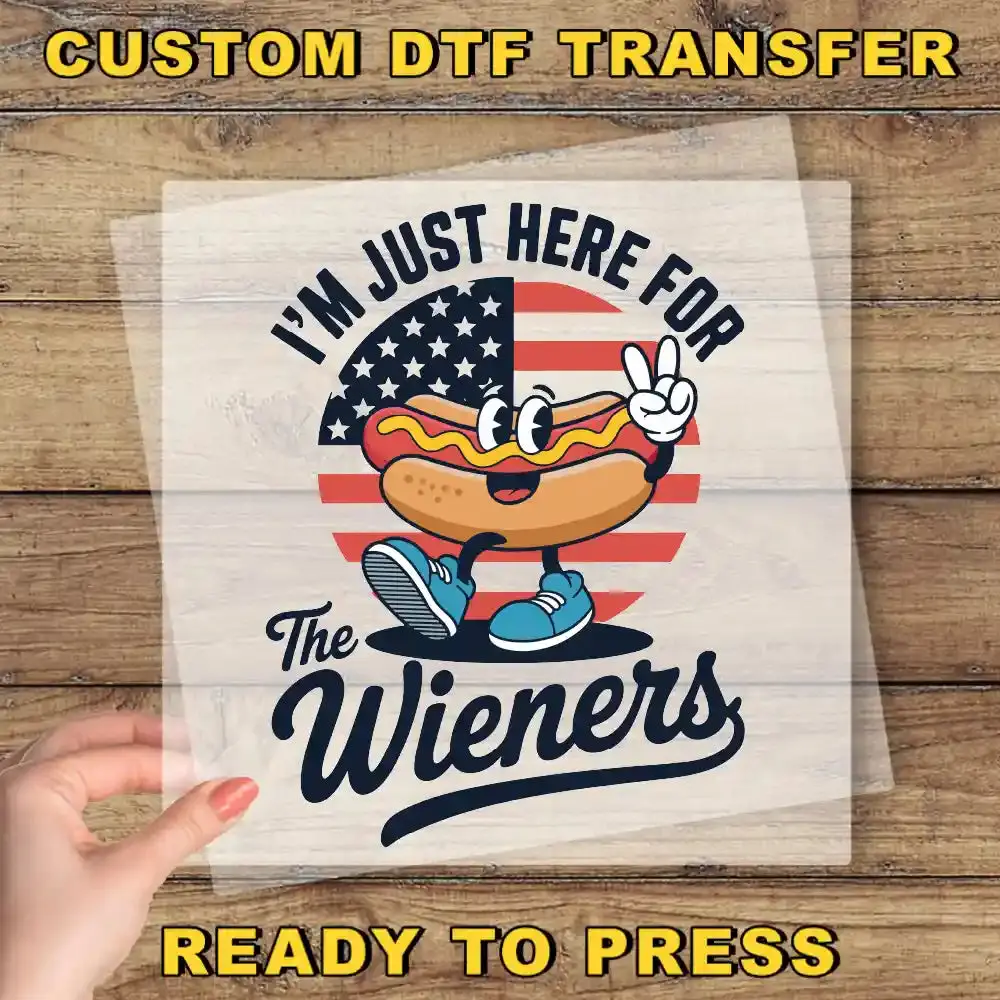 Wieners Hotdog Ready To Press Design, 4th Of July USA Flag DTF Transfer