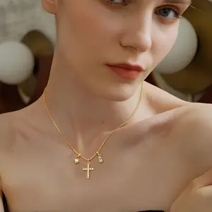 CHESKY Cross Necklace for Women - Trendy Cross Pendant Choker Necklace Dainty Adjustable CZ Cross Charm Chain Necklace