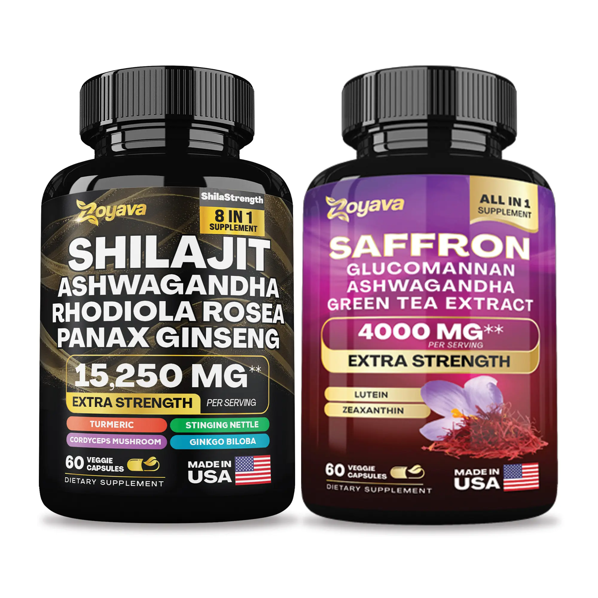 Zoyava Wellness Bundle - Shilajit Power Blend (15,250MGs) & Saffron Blend (4,000MG) Zoyava Wellness Bundle - Shilajit Power Blend (15,250MGs) & Saffron Blend (4,000MG)