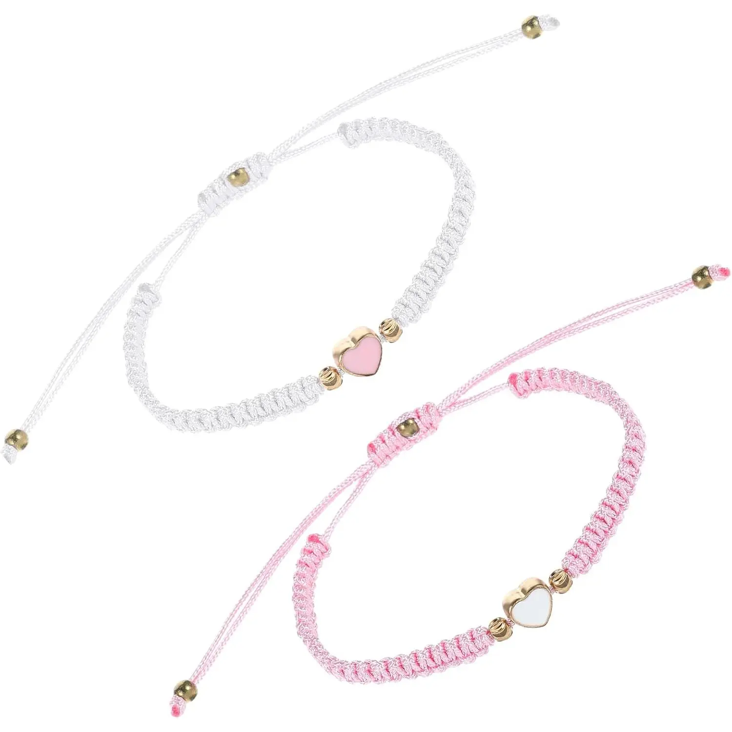 2 count BFF Bracelets, Heart Matching Bracelets Adjustable Braided Bracelets  Friends Bracelet Friendship Bracelets  Gifts for His and Her Couple Friendships Relationship