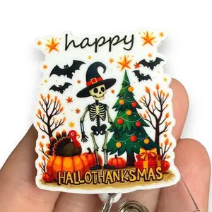 Glitter My Badge Thanksgiving Christmas badge reel for nurse and hospital workers. Badge clip Badge pull - Retractable swivel clip with a 360 rotation. Great gift for coworker.