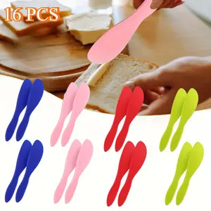 Set of 16 Versatile Kitchen Frosting Knife Plastic Butter Knife Spreader for Cheese Cream Icing Jam, Red Green Pink Blue, 7 x 1.4 Inch kitchen utensil gadget