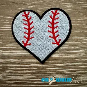 Baseball Heart Iron-On Patch