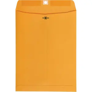 Clasp Kraft Envelopes, Gummed Mailing Envelope, 9 x 12 inch, 100-Pack
