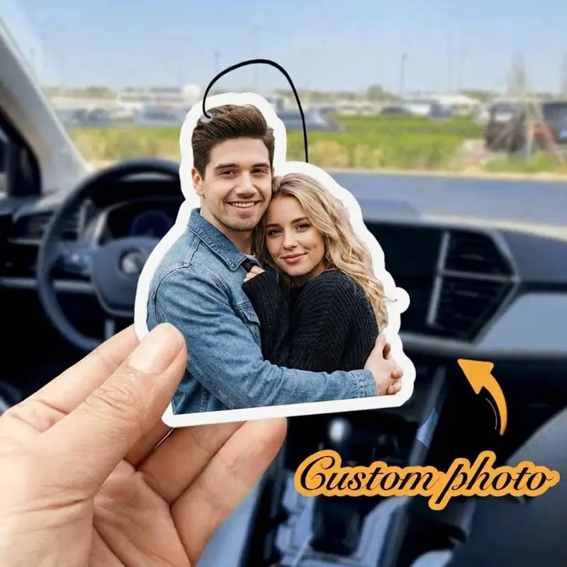 Personalized Photo Air Freshener Custom Car Air Fresheners Double-Sided Printing with Picture Photos Logos and Text Perfect for Valentine's Day Birthdays and Anniversaries Ideal for Special Occasions