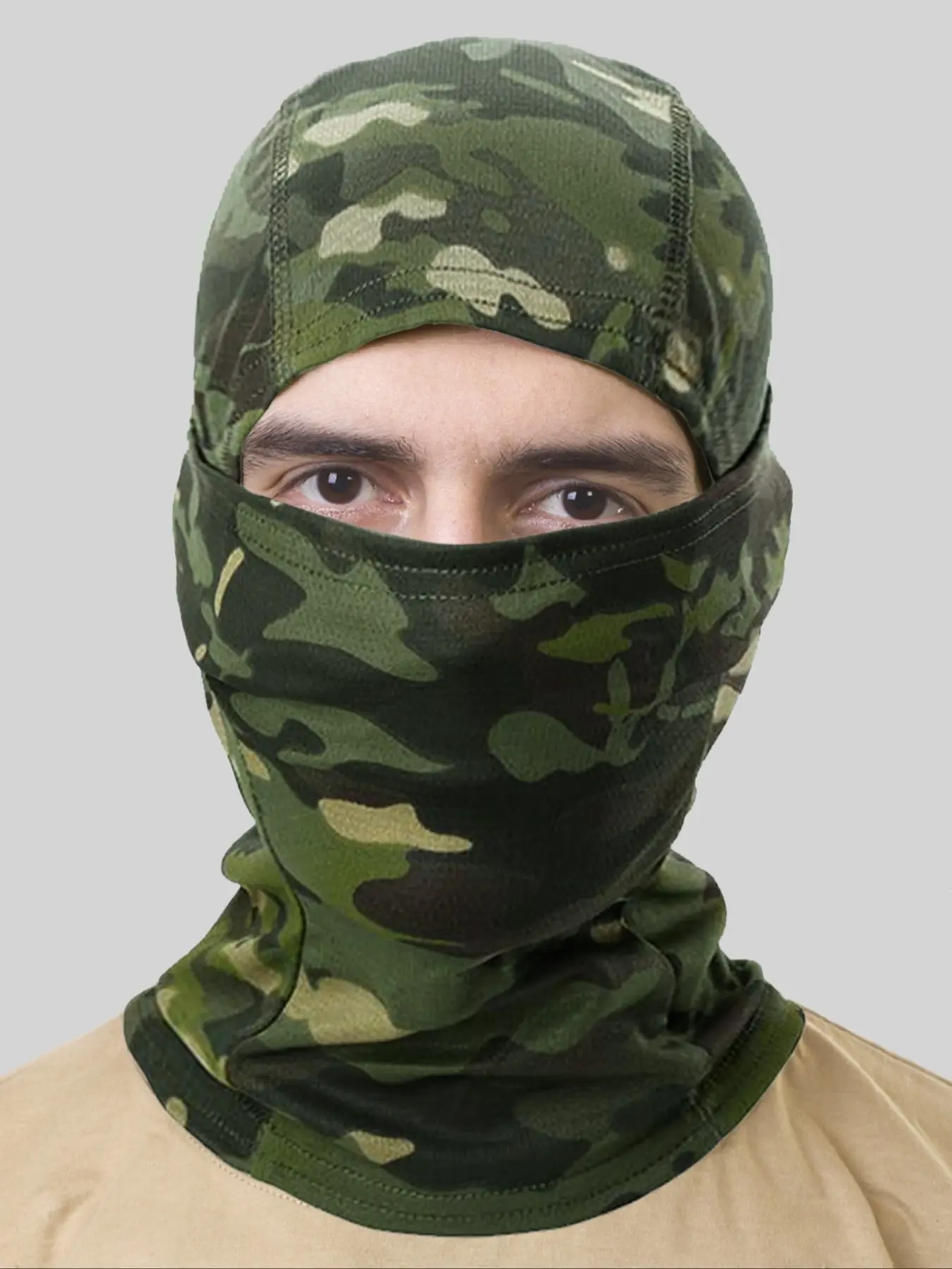 Unisex Balaclava Cycling Face Cover Neck Warmer, Camouflage Print Sun Protection Windproof Dustproof Headscarf Mask, Fits All Face Shapes