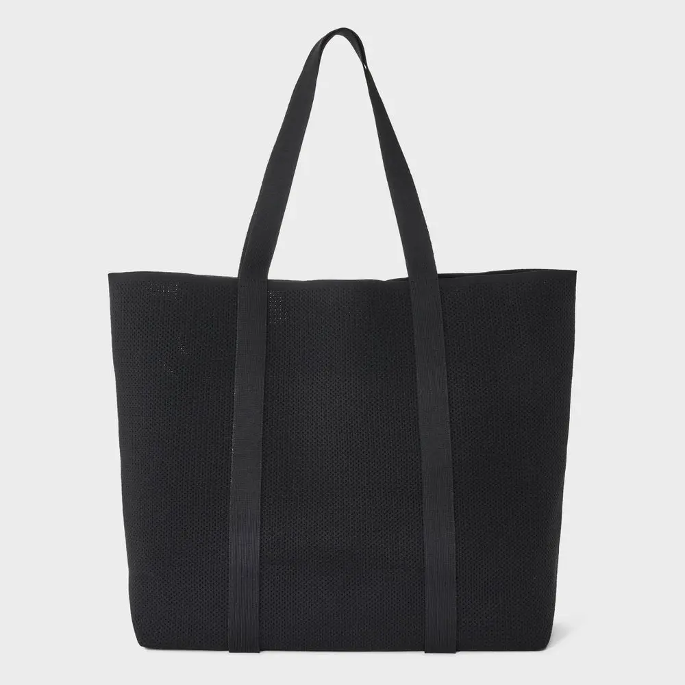 A New Day Tote Purse for Women, Solid Color Engineered Knit Handbag, Unstructured Carryall with Shoulder Strap, Machine Washable