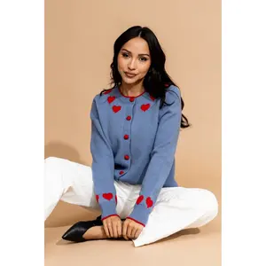 Azure Amor Cardigan with Heart Details