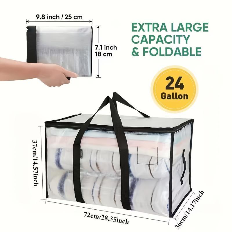 Heavy Duty Clear Storage Bags 3/6pcs - 74x36x33cm Extra Large Moving Boxes with Zipper Handles, Waterproof Clothes Organizer f Heavy Duty Clear Storage Bags 3/6pcs - 74x36x33cm Extra Large Moving Boxes with Zipper Handles, Waterproof Clothes Organizer f
