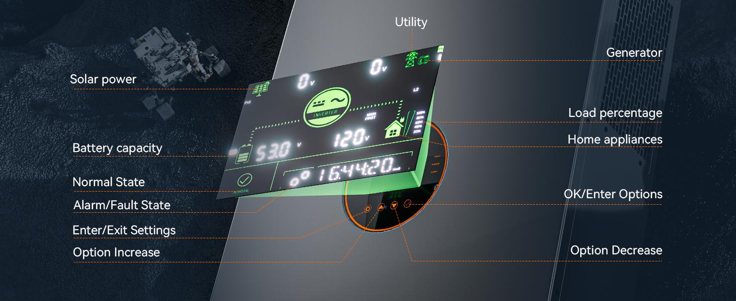 PowMr Solar Hybrid Inverter 5200W 48Vdc to 110Vac Split-Phase Solar Inverter Built-in 100A MPPT Controller | Max.PV Input 6KW 500VOC | Support 6 Units Parallel and Batteryless Run