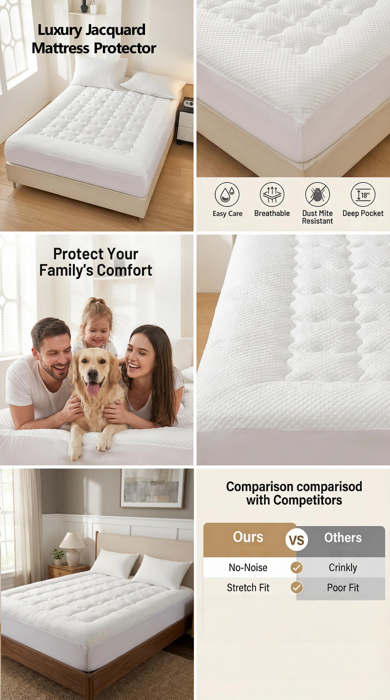 Luxury Hotel Mattress Topper - Ultimate Comfort & Luxury, Cooling Mattress Cover