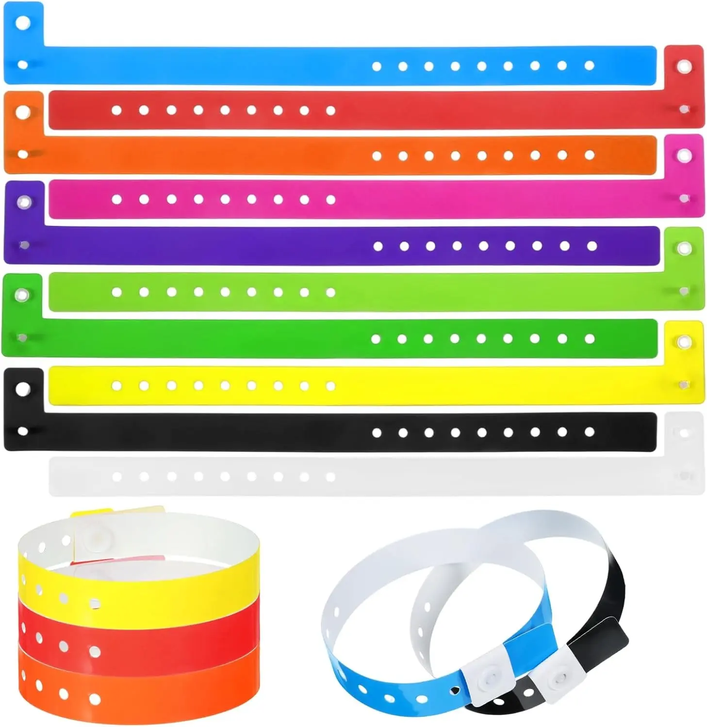 60Pcs 10 Colors Vinyl Plastic Disposable Neon Event Wristbands Colored Bracelet for Events Concerts Carnivals Nightclubs Bars Park