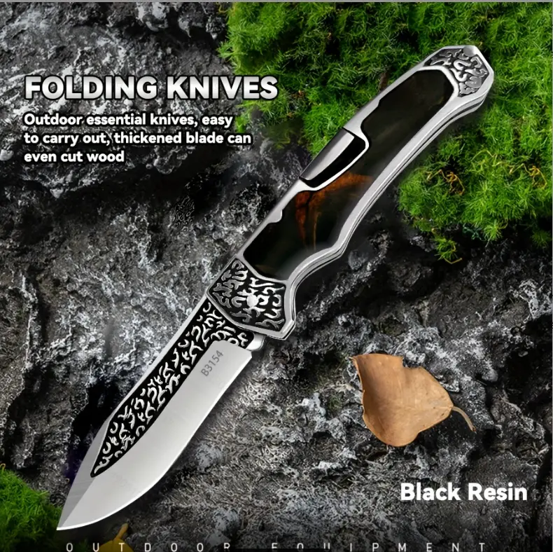 3.5-in Stainless Steel Kitchen Knife - Damascus Pattern Blade, Lightweight Knives for Kitchen & Camping Use, Ideal Gift for Friends, Stainless Steel Knives