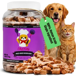 Chicken Hearts for Dogs | Cat Treats Freeze Dried, 100% Human Grade, Single Ingredient | High Protein Cat & Dog Food Toppers | No additives or Preservatives | Inspected & Tested in USA