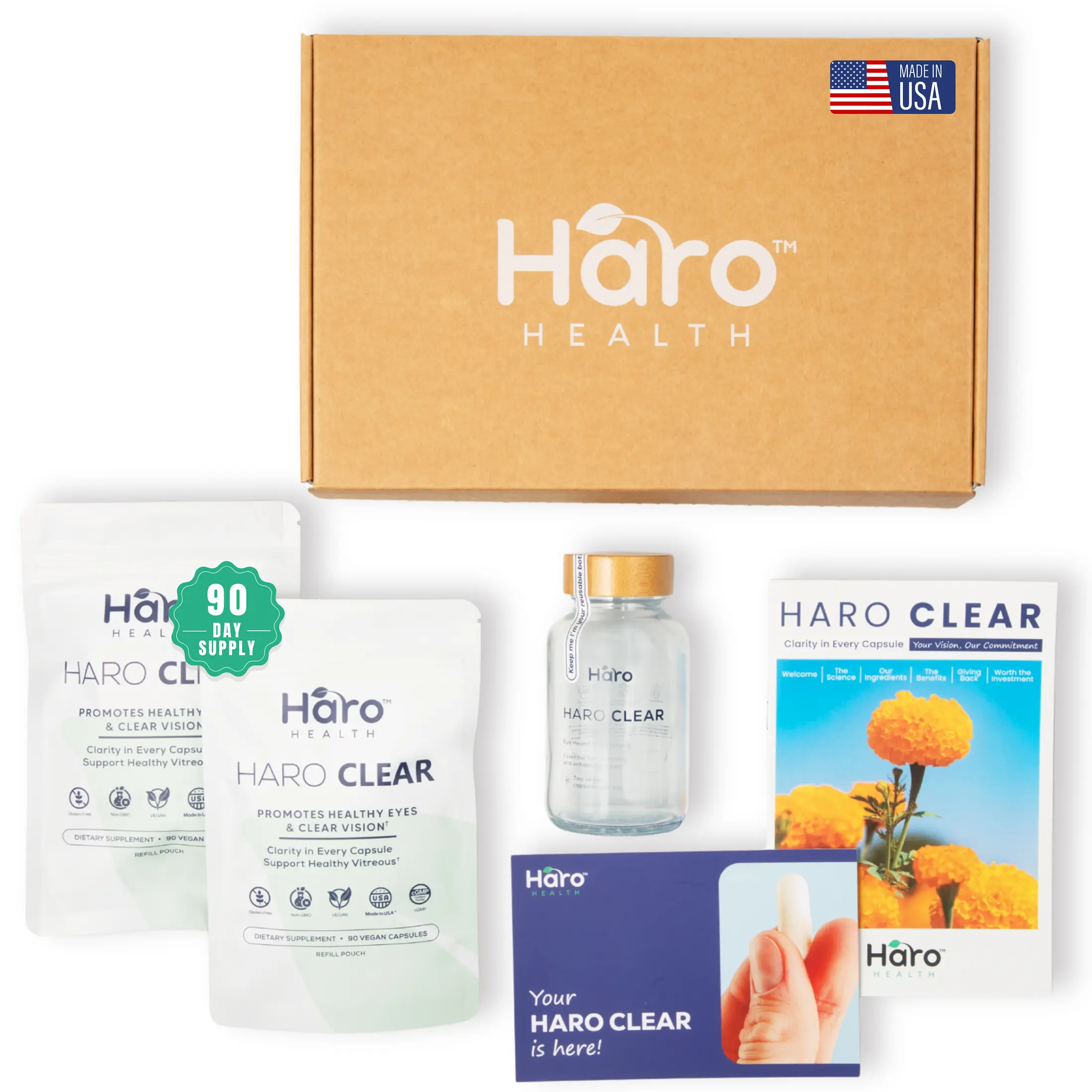 Haro Health Haro Clear AREDS 2 Eye Vitamins with Lutein & Zeaxanthin for Dry Eyes Screen Strain & Degeneration 90 Vegan Capsules Made in USA