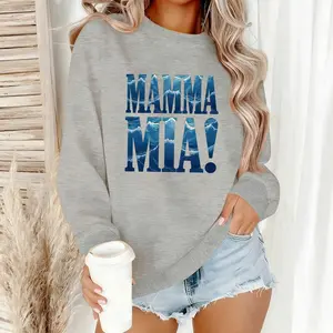 MAMMA MIA ocean wave texture Women's Autumn/Winter Fashion Round Neck Sweatshirt, Back To School Outfits Sale, Casual Daily Wear Fall Women Clothes Tops, Streetwear Tops