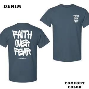 Faith Over Fear Psalms 118 Christian T-Shirt, Bold White Graffiti Graphic Tee for Men Women, Inspirational Bible Verse Shirt, Jesus Faith Apparel, Church Outfit, Prayer Gift, Religious Streetwear