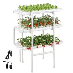 VEVOR Hydroponics Growing System Kit, 3-Tier 108 Sites UPVC Pipe Hydroponic Grow Kit with Timed Irrigation, Sun & Light Blocking Pipes, Indoor Home Garden Vegetable Planting Grow Kits for Fruit Herb