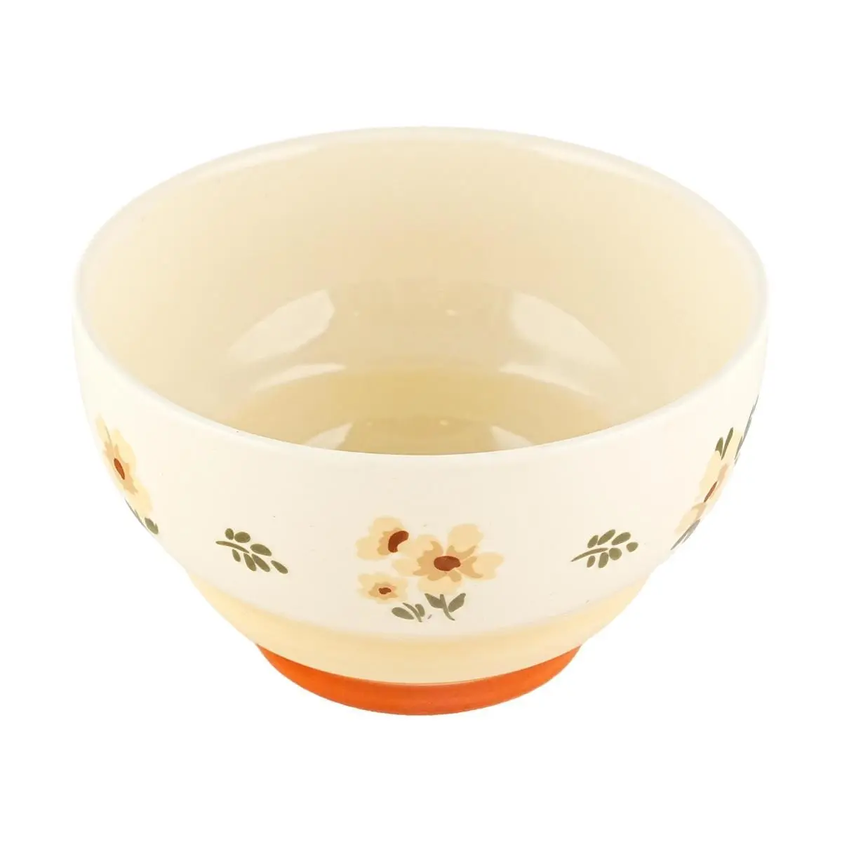 Golden Lion Vintage Floral Ceramic Bowl - 11.4cm Retro Small Flower Patterned Rice Bowl, 360ml Capacity