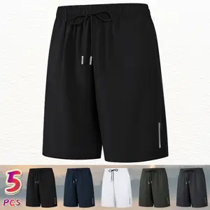 Men’s multi-pack athletic shorts — summer drawstring loose running casual shorts