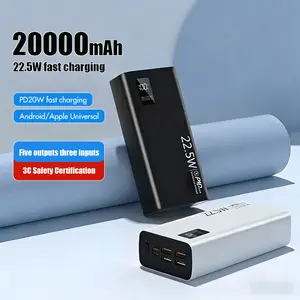 22.5W Super Fast Charging 20000mAh Power Bank Display Powerbank Dual Output Port USB & Type-C bank daya seluler