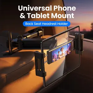 Universal Car Headrest Tablet Mount - Extendable Foldable Back Seat Phone Holder, Kids Travel Essential, Road Trip Must-Haves, Hands-Free Video Cradle for iPad, iPhone, Nintendo Switch & Kindle