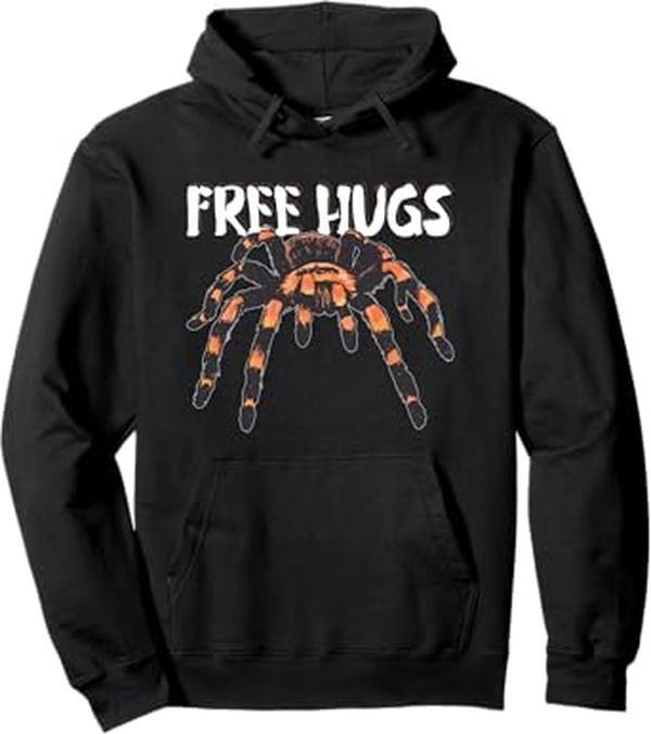 Free Hugs Tarantula Spider Pullover Hoodie Tops Black