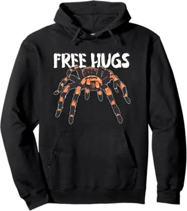 Free Hugs Tarantula Spider Pullover Hoodie Tops Black