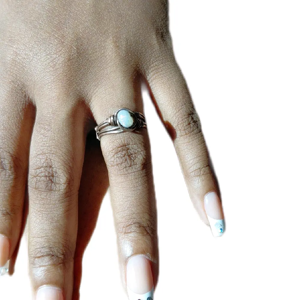 Ethiopian Opal copper ring opal ring