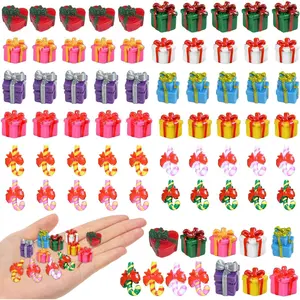 60 count Christmas Miniature   Boxes Miniature Boxes Decorations Mini  Present Figurines Ornaments for Xmas DIY Craft Garden Accessories