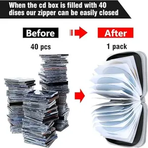 CD Protection Case, 40 Capacity CD/DVD Holder Wallet Hard Plastic DVD Disc Box Storage Binder, Suitable for Car Home Office Travel