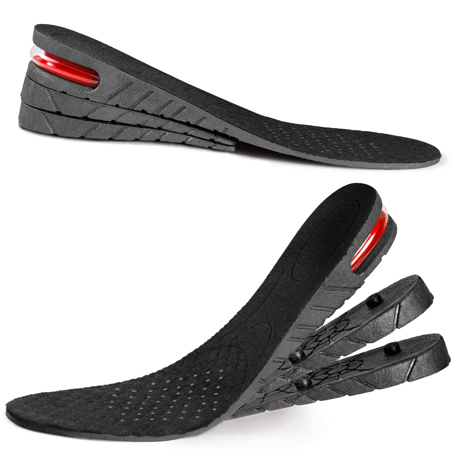 Unisex Mesh Footwear Height-Increasing Insoles Set - Air-Cushion Heel Pads, Orthopedic Support, Height-Adjustable Up to 2 in