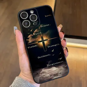 Case for iPhone 16 Pro Max 15 Plus 14 13 12 11 XS XR Stylish Cross Future And Hope Faith Pattern Anti-Scratch Shockproof Soft Silicone Protective Cellphone Cover Gift For Girls and Women