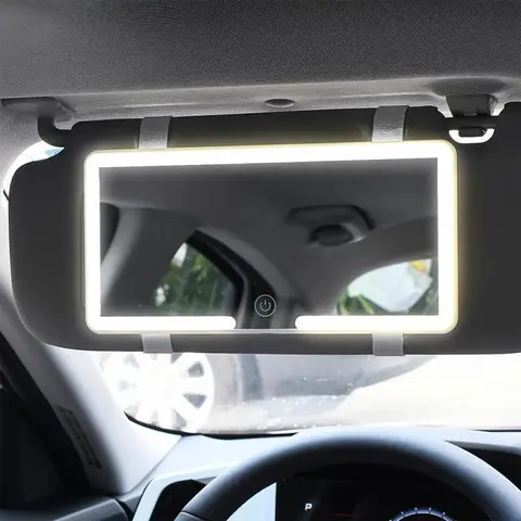 Car Sun Visor Makeup Mirror, LED Touch Screen Adjustable Brightness Auto Interior Makeup HD Mirror, Rechargeable Vanity Mirror,girly car accessories,car stuff Multifunctional Car Led Car Smart Display