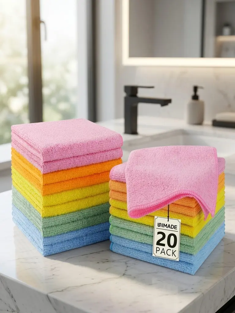 20-Pack Unisex Microfiber Face Towels, 12x12 in Water Absorbent Ultra-Soft Fast-Drying Washcloths for Bathroom, Gym, 20 Pack Microfiber Face Towels 12X12 Inches – Ultra Soft Fast-Drying Washcloths For Face