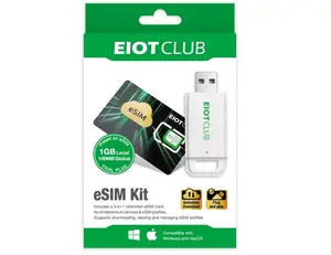 EIOTCLUB eSIM Card with Reader- for Unlocked Smartphone/Router, Unlimited Downloads, Global Travel (200+ Countries), Windows & macOS Support Cellphone