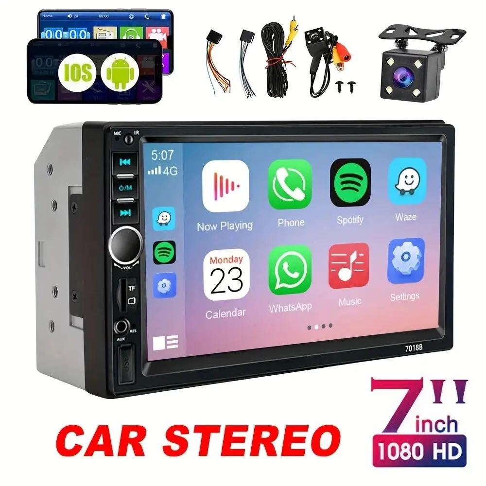 7 Inch Dual Core Car Audio Video Player, Supports Mp5 Playback, Bluetooth-compatible, USB, Touchscreen, Rear Camera Included, Car Media Player