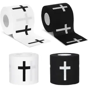 4Pcs Christian Athletic Tape 2in x 23ft Faith Cross Bible Verse Sports Tape Religious Cotton Zinc Oxide Wristbands Jesus Wrist Tapes for Football Baseball Athlete Gymnastics First Aid Injury Wrap